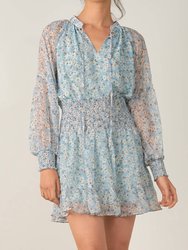 Smock Waist Dress - Blue