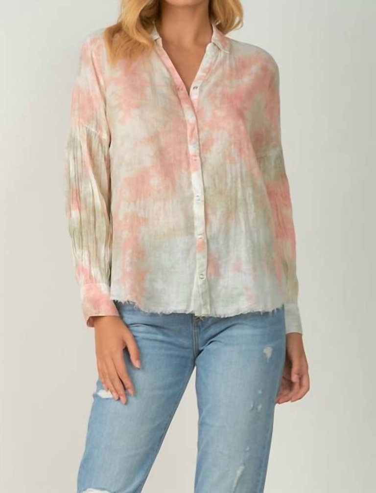 Snap Front Top In Rose Tie Dye - Rose Tie Dye