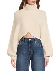 Sweater Cropped Turtleneck Long Sleeve - Unbleached White