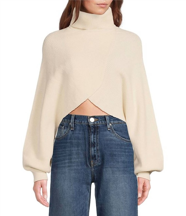 Sweater Cropped Turtleneck Long Sleeve - Unbleached White