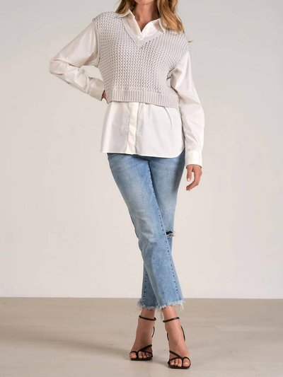 ELAN Women's Lucy Layered Top In Heather Grey White product