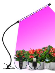 15.2 In. 10-Watt Black LED Grow Light, Color Changing Light With Single Head Adjustable Gooseneck Dual Chips