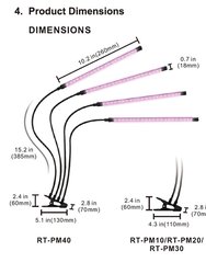 15.2 In. 20-Watt Black LED Grow Light, Color Changing Light With 2 Head Divided Adjustable Goose Neck Dual Chips