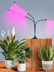 15.2 In. 30-Watt Black LED Grow Light, Color Changing Light With 3 Head Divided Adjustable Goose Neck Dual Chips