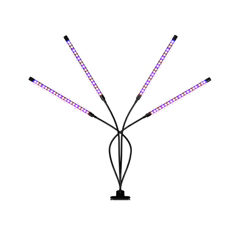 15.2 In. 40-Watt Black LED Grow Light, Color Changing Light With 4 Head Divided Adjustable Goose Neck Dual Chips