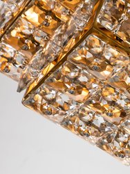 Adeline Mid-Century Modern Gold Faceted Crystal Semi-Flush Mount