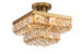 Adeline Mid-Century Modern Gold Faceted Crystal Semi-Flush Mount