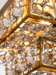 Adeline Mid-Century Modern Gold Faceted Crystal Semi-Flush Mount