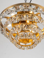 Adeline Mid-Century Modern Gold Faceted Semi-Flush Mount Crystal Chandelier Pendant