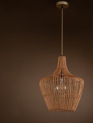 Ailsa 1-Light Brown Pendant Design Pendant Light With Rattan Shade