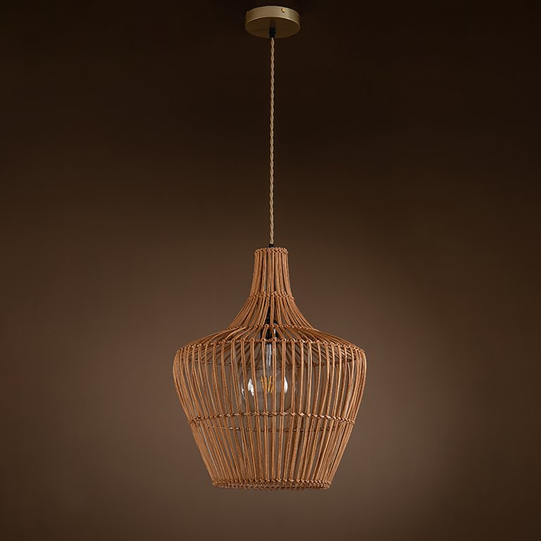 Ailsa 1-Light Brown Pendant Design Pendant Light With Rattan Shade