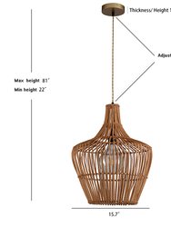 Ailsa 1-Light Brown Pendant Design Pendant Light With Rattan Shade