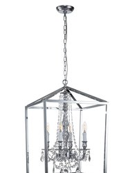 Alena 4-Light Modern Farmhouse Crystal Foyer Lantern Chandelier - Chrome