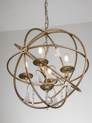 Beaufort 4-Light Globe Hanging Chandelier With Flower Accents Brushed Silver Champagne Finish