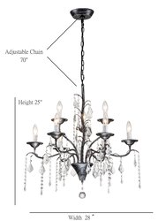 Beaufort 9-Light French Country/Cottage Crystal Chandelier 28" Antique Black Finish