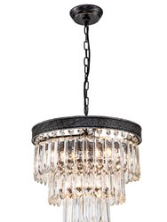 Bliss Tiered Unique 6-Light Antique Black Glam Interior Chandelier With Hand Cut Crystal