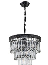 Bliss Tiered Unique 6-Light Antique Black Glam Interior Chandelier With Hand Cut Crystal