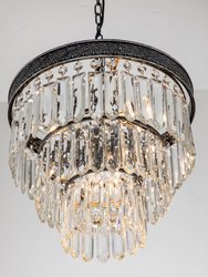 Bliss Tiered Unique 6-Light Antique Black Glam Interior Chandelier With Hand Cut Crystal