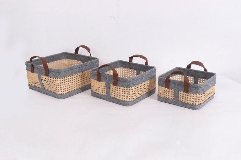Bohemian Storage Basket For Shelves Set Of 3