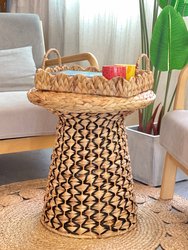 Boho Handwoven Wicker Accent Table Living Room Side Table