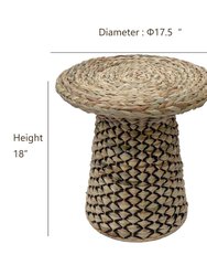 Boho Handwoven Wicker Accent Table Living Room Side Table