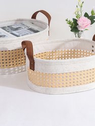Coastal Storage Basket For Shelves Set Of 3 - White - White