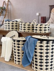 Decorative Woven Storage Basket With Lid Set Of 3