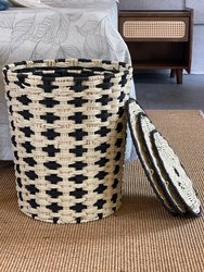 Decorative Woven Storage Basket With Lid Set Of 3