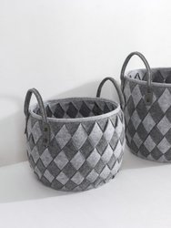 Handwoven Felt Basket Storage With Carry Handles Set Of 3