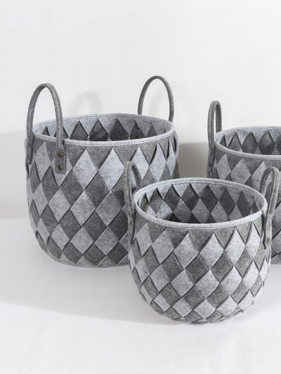 ELE Light & Decor Handwoven Felt Basket Storage With Carry Handles Set Of 3 product
