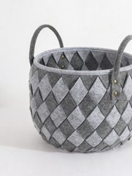 Handwoven Felt Basket Storage With Carry Handles Set Of 3