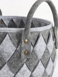 Handwoven Felt Basket Storage With Carry Handles Set Of 3
