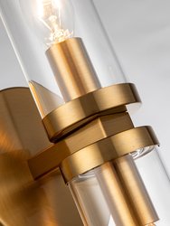 Hetty 2 Pack Modern 2-Light Brass Finish Wall Lamp 14" Clear Glass