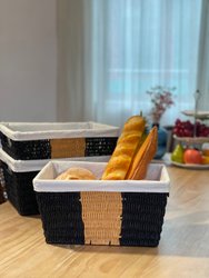 Large Woven Twisted Rope Basket Built-In Handles Set Of 3