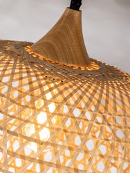 Lily 1-Light Beige Pendant Design Pendant Light With Dome Rattan Shade