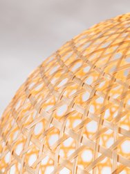 Lily 1-Light Beige Pendant Design Pendant Light With Globe Rattan Shade