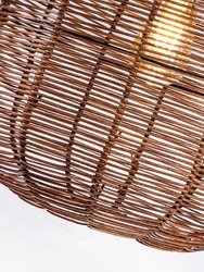 Luna 1-Light Brown Pendant Design Pendant Light With Rattan Shade