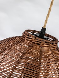 Luna 1-Light Brown Pendant Design Pendant Light With Rattan Shade