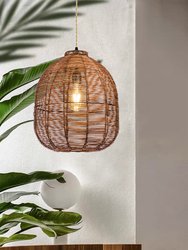 Luna 1-Light Brown Pendant Design Pendant Light With Rattan Shade