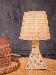 Modern Boho Rattan Table Lamp Woven Bedside Light