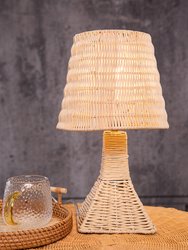 Modern Boho Rattan Table Lamp Woven Bedside Light