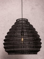 Modern Rattan Wicker Large Black Pendant Light