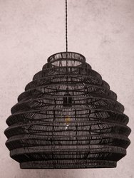 Modern Rattan Wicker Large Black Pendant Light