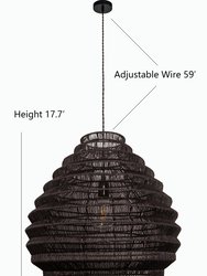 Modern Rattan Wicker Large Black Pendant Light