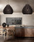 Modern Rattan Wicker Large Black Pendant Light