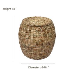 Multipurpose Large Storage Ottoman Basket With Lid/Linen