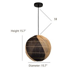 Natural Two-Tone Globe Basket Rattan Pendant Light
