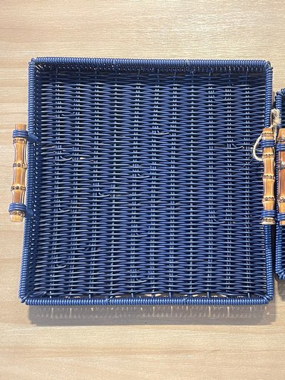 ELE Light & Decor Outdoor/Indoor PE Rattan Serving Tray With Handle Set Of 2 product