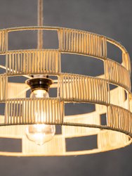 Plug In Wicker Rattan Natural Drum Pendant Light