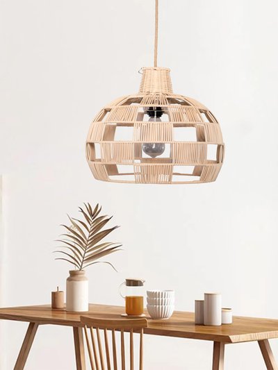 ELE Light & Decor Plug In Wicker Rattan Natural Pendant Dome Shape Hanging Light product